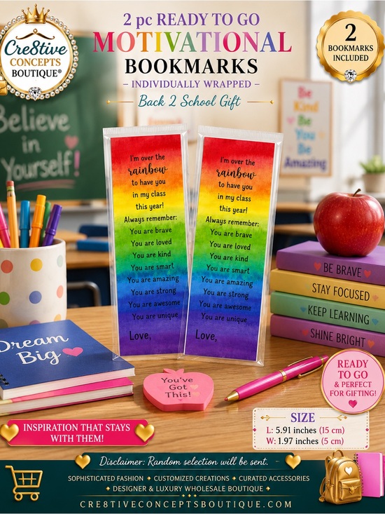 Cre8tive Concepts Boutique Other - 2pc Ready-to-Go Motivational Bookmarks – Individually Wrapped | Back-to-School